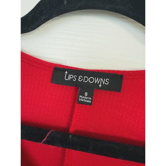 Ups & Downs Red Peplum Flare Sleeve Top Retro 90s Y2K Small Holiday Christmas - Picture 7 of 8